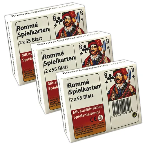 Packungen Romme Spielkarten 2x 55 Spielkarten | Canasta Bridge Kartenspiel 3