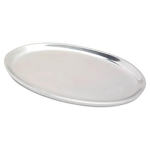 NKlaus Kerzenteller oval 20x11cm aus Aluminium - Kerzenständer aus poliertem Aluminium, oval, 20x11cm - schützt Ihre Tischoberfläche vor Wachsflecken und wertet die Kerze dekorativ auf.