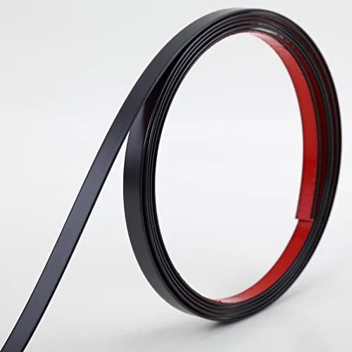 Trimold Schwarze Zierleiste, abziehbares und aufklebbares Spiegelrand-Design, flexible Wand-Decken-Bodenschrank-Fliesen-Randleiste, 5 m x 0,66 cm