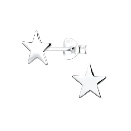 Monkimau - Stern Ohrringe, Ohrstecker, Ohrschmuck - aus 925 Sterling Silber - für Damen und Mädchen - handgefertigt, hypoallergen und kleine Geschenkidee