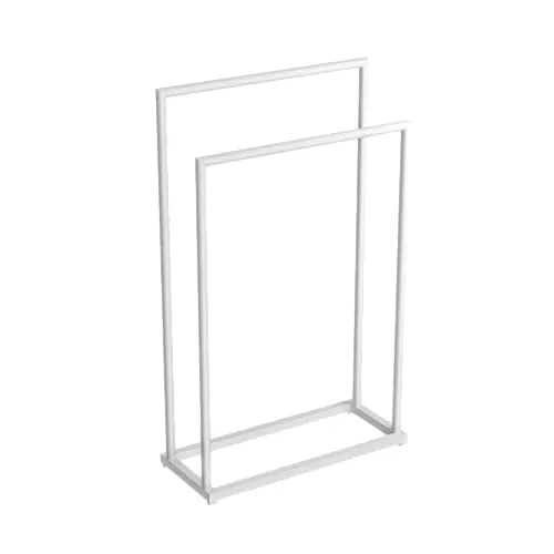 BERNSTEIN Handtuchhalter, stehend, zum Aufstellen, Weiß, matt, Handtuchhalter, Edelstahl, 82 x 50 x 21 cm, rund, Serie OLA