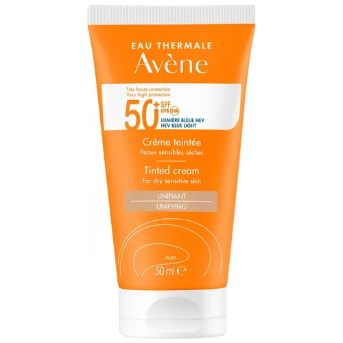 Avène Sonnencreme Getönt 50+ 50ml - Sonnenpflege für empfindliche Haut mit LSF 50+, spendet Feuchtigkeit und sorgt für einen ebenmäßigen Teint - ideal als Make-up-Unterlage.