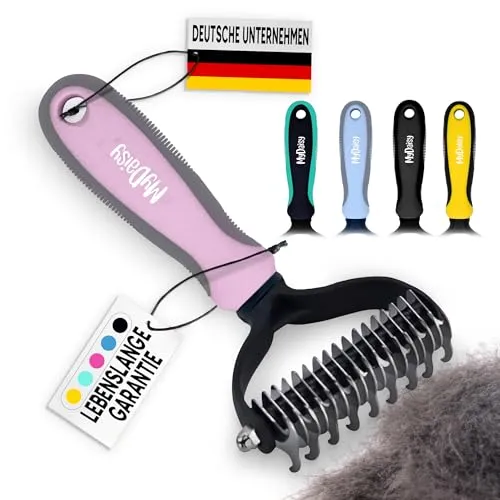MYDAISY Hundebürste Unterwolle, Hundebürste Langhaar Unterwolle, Katzenbürste Langhaar, Hundekamm, Unterfellbürste Katze, Hunde Bürste, Unterfellbürste Hunde, Hundekamm Langhaar Rosa