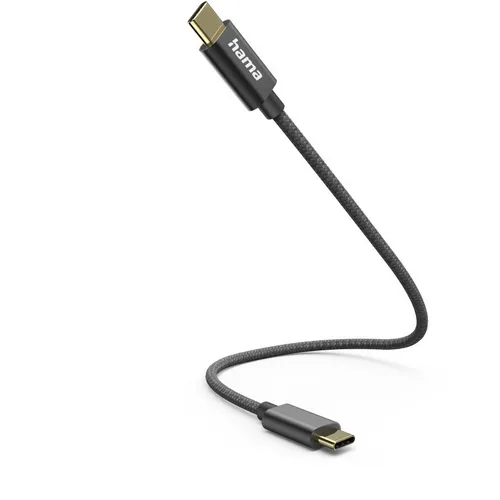 Hama USB C Ladekabel - 20cm, 3A, 480Mbit/s, robustes Nylon für langlebige Nutzung und ruckfreies Laden, ideal für Elektronikliebhaber