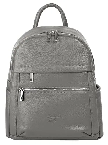 Cityrucksack SAMANTHA LOOK, grau aus echtem Rindsleder - Eleganter City-Rucksack im Casual-Look aus 100% echtem Rindsleder, Made in Italy. Mit großzügigem Hauptfach und praktischen Außentaschen für schnellen Zugriff auf Ihre Essentials.