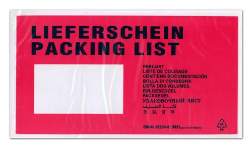 Dokumententaschen Lieferscheintaschen DIN lang 100