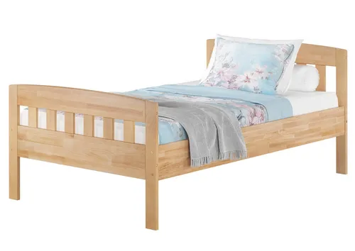 ERST-HOLZ Massivholzbett Seniorenbett Einzelbett Gästebett Buche Massiv 120 x 200 cm Zeitlos, Buche farblos lackiert