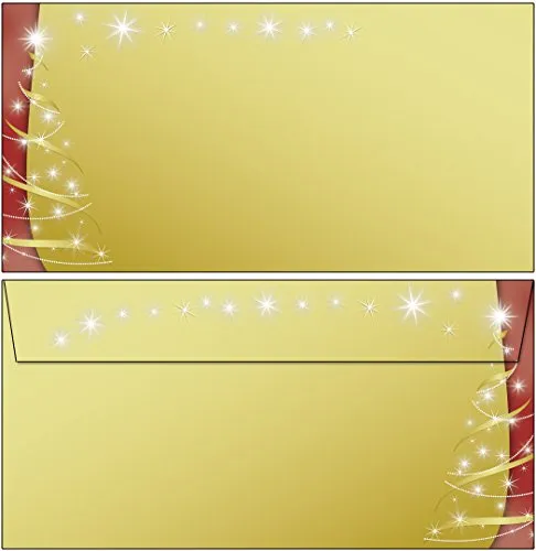 Briefumschläge Weihnachten schwarz/rot/gold 20 Stück DIN lang ohne Fenster 6901