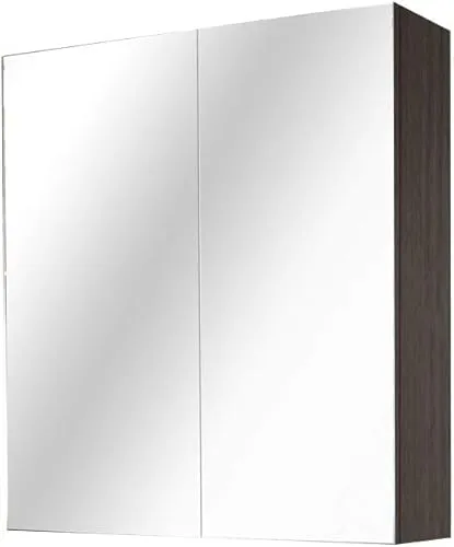 SAM Spiegelschrank 60 cm Zesiro, Farbe Trüffeleiche, 2-türiger Badspiegel-Schrank, pflegeleichtes Badmöbel aus MDF