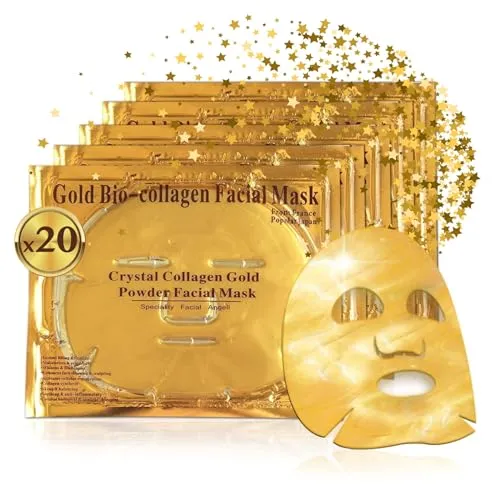 Crystal Collagen Gold Gel Gesichtsmaske 24k - Luxus Anti-Aging Tuchmaske - Gesichtsmasken & Gesichtskuren mit 24-karätigem Gold und Bio-Kollagen für intensive Feuchtigkeit, die feine Linien reduziert und ein jugendliches Strahlen verleiht.