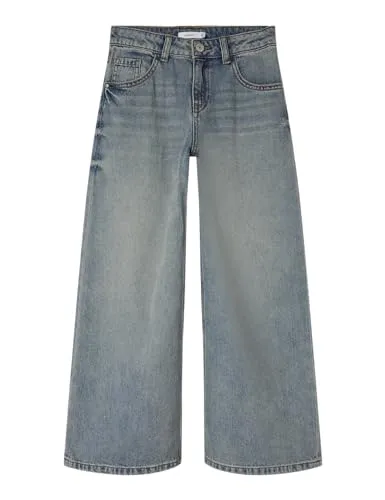NAME IT Girl Jeans Extra Wide Fit - Mädchen-Jeanshosen mit extra weitem Bein für optimalen Tragekomfort, hergestellt aus 80% Baumwolle und 20% recycelter Baumwolle.