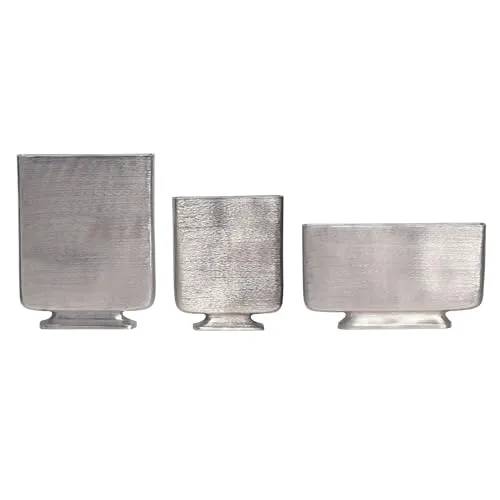 FINEBUY Tischvase FB65072 – 3er Set Aluminium Dekovase in silber von FineBuy