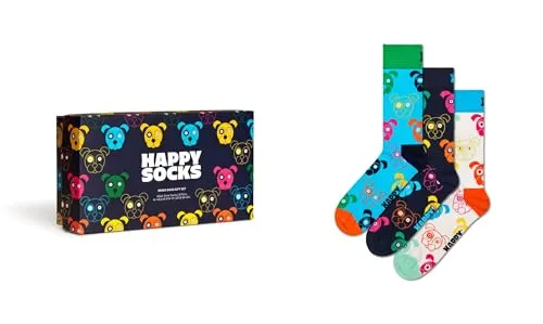 Happy Socks Unisex 3-Pack Mixed Dog Gift Set Socken - Fun-Socken in bunten Designs, ideal als Geschenkset für Hunde-Liebhaber, hochwertige Baumwolle für atmungsaktiven Komfort das ganze Jahr über.