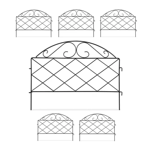 Beetzaun Beeteinfassung Vintage Eisen 6 Teile - Kanteneinfassung aus robustem Eisen, ideal für einen stilvollen Gartenzaun mit vintage Charme und einer Höhe von 40 cm.