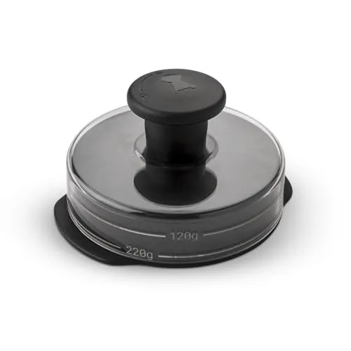 Weber Hamburgerpresse, für gleichmäßige Burger Pattys, zur Zubereitung von 200 oder 120g Patties, abnehmbarer Griff zur einfachen Aufbewahrung, spülmaschinenfest - Schwarz (6400)