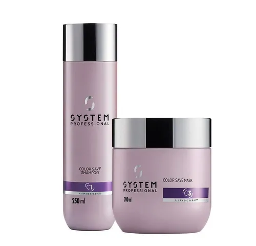 System Professional Color Save Set – C1 Shampoo + C3 Maske, 2-tlg. Haarpflege-Set - Das System Professional Color Save Set bietet sanfte Reinigung und intensive Pflege für coloriertes Haar. Mit dem C1 Shampoo und C3 Maske bleibt die Farbintensität länger erhalten und das Haar strahlt in voller Leuchtkraft.