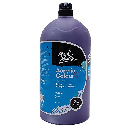 Mont Marte Schule Acrylfarben, Violett,1/2 Gallone (2 Liter), Perfekt für Studenten und Künstler, Ausgezeichnete Abdeckung und schnelle Trocknung, Mit Pumpendeckel