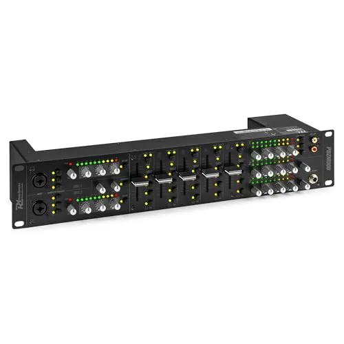Power Dynamics PDZM800 Audio Mischpult 3-Zonen Mixer für Lautsprecher Installationen - DSP, 5 Input + 2 MIC Input Kanäle, Talkover, CUE, 19