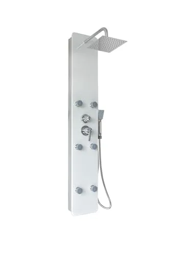 Duschpaneel 3 in 1 Duschsystem inkl. Regendusche und Massagedüsen weiß