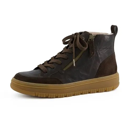 Paul Green Damen Sneaker, braun (mocca), Gr. 61/2 - Stiefel aus hochwertigem Glattleder mit flexibler Laufsohle, ideal für hohen Tragekomfort und einfache Handhabung dank praktischen Reißverschluss.