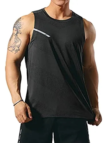 GYMAPE Herren Sportlich Trainieren Tanktops Ärmellos Muskel Laufshirts Ausbildung Schnelltrocknend Fitnessstudio Aktive Kleidung Schwarz XL