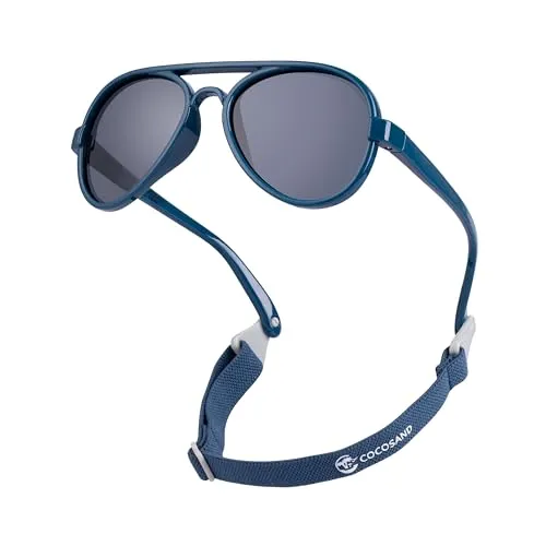COCOSAND Babysonnenbrille mit Band, Polarisierte Pilotbrille UV400 für Säuglinge Kleinkinder Jungen Mädchen im Alter von 0-24 Monaten