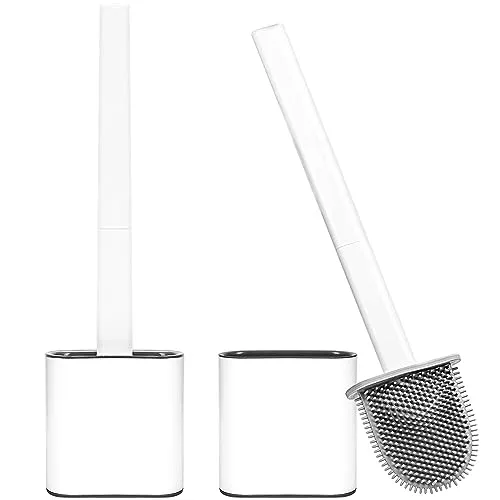 Stück Toilettenbürste Silikon, WC Bürste mit Halter Wandmontage, Klobürste Silikon Set für Badezimmer mit Schnell Trocknendem Haltersatz 2