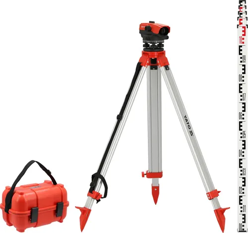 Optisches Nivelliergerät 32-Fach mit Stativ und Messlatte - Sonstige Messtechnik, ideal für Vermessung und Bauwesen mit einer Reichweite von 110 m und einer Höhenmessgenauigkeit von 1,0 mm auf 30 m. Komplett mit Stativ und 5-Meter-Messlatte, sofort einsatzbereit.