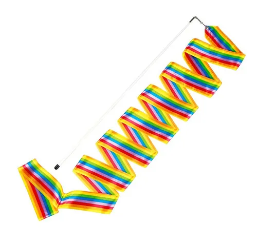 Sport-Thieme Gymnastikband Gymnastikband mit Stab Regenbogen, Für die rhythmische Sportgymnastik