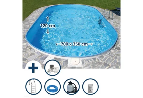 SUMMER FUN Ovalpool Florenz 70 – 6-teiliges Stahlwandpool Set