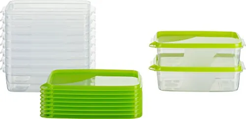 MiraHome Gefrierdosen 10x0,5L rechteckig grün – praktische Vorratsdosen - Frischhaltedosen aus hochwertigem BPA-freiem PP, ideal für Mealprep und Organisation in der Küche. Luftdicht und stapelbar – für eine optimale Aufbewahrung!