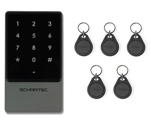 SCHARTEC Codetaster Garagentor Türe Tranponder Lesegerät - Garagentor-Keypads mit beleuchteten Tasten, wasserfest und ideal für die einfache Bedienung Ihres Garagentors. Universell einsetzbar mit 2 Jahren Herstellergarantie.