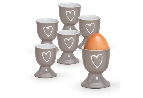 matches21 HOME & HOBBY Eierbecher, (6-tlg), Runde Keramik Ei-Halter als lustige Frühstücks-Eier Tisch-Deko