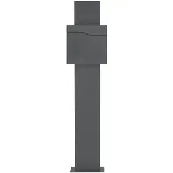 ML-Design ECD Germany Standbriefkasten Anthrazit Edelstahl 170 cm mit Zeitungsfach, Postkasten 37x37 cm, pulverbeschichtet, freistehend