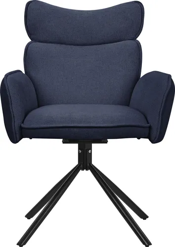 ML-Design Esszimmerstühle drehbar 4er Set Dunkelblau Stoffbezug Wohnzimmerstuhl mit Rücken- & Armlehne 360° Drehstuhl Metallbeinen Sessel ergonomisch