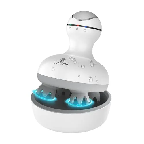 Comfier Elektrisches Kopfhaut-Massagegerät - Massagegeräte: Genießen Sie eine entspannende Kopfhautmassage mit 4 Knetmassageköpfen, die das Haarwachstum fördern und Kopfschmerzen lindern. Ideal für unterwegs und IPX7 wasserdicht!