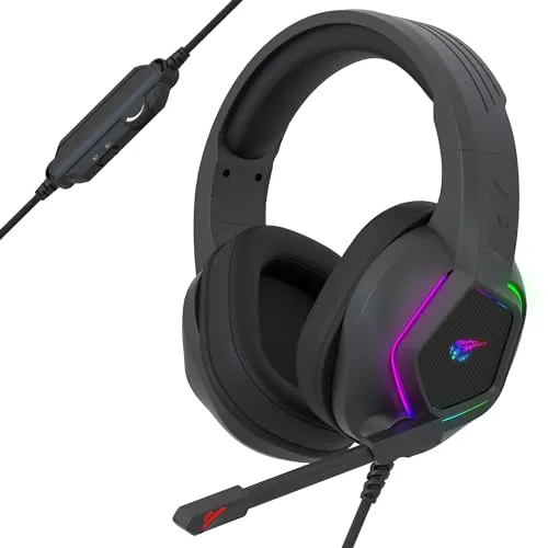 Strex Gaming Headset mit Mikrofon & RGB Beleuchtung - Gaming-Headset für PS4, PS5, Xbox, mit 7.1 Surround Sound für ein immersives Klangerlebnis und RGB-Beleuchtung für ein stylisches Setup.