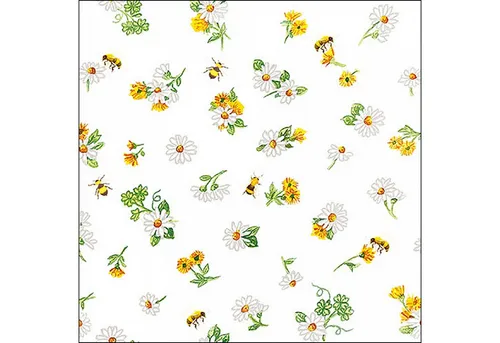 Ambiente Luxury Paper Products Papierserviette, Servietten Papier 33x33cm 3-lagig mit Gänseblümchen Motiv 20 Stück
