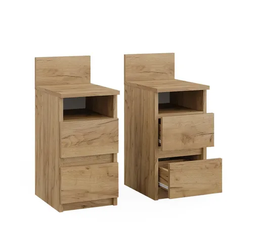 Vicco Nachtschrank Monty, 2er Set in Goldkraft Eiche - Moderne Nachtschränke im Set, ideal für stilvolle Schlafzimmer, aus stabiler 16 mm Spanplatte in Goldkraft Eiche gefertigt.