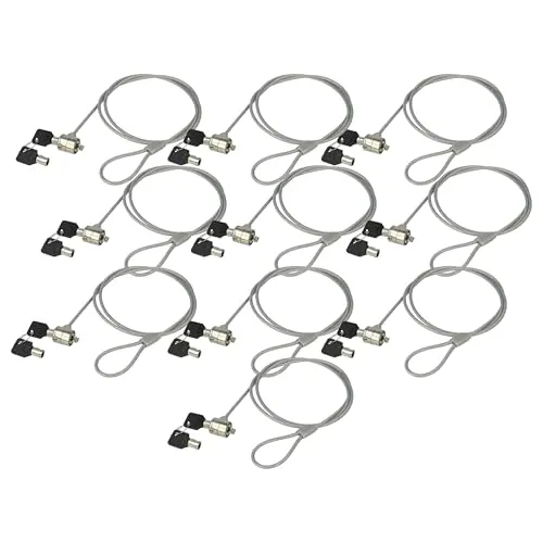 vhbw 10x Kensington Lock für Laptop Notebook - Kabelschloss mit Schlüsseln, 1,2 m