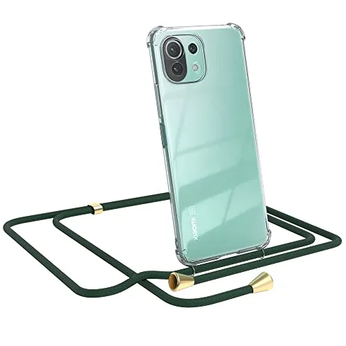 EAZY CASE Handykette kompatibel mit Xiaomi Mi 11 Lite/Mi 11 Lite 5G / 11 Lite 5G NE Handyhülle mit Umhängeband, Handykordel mit Schutzhülle, Silikonhülle, Hülle mit Band, Stylische Kette, Grün