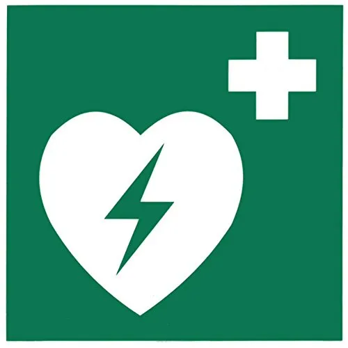 Rettungszeichen Defibrillator ISO7010 15x15 cm
