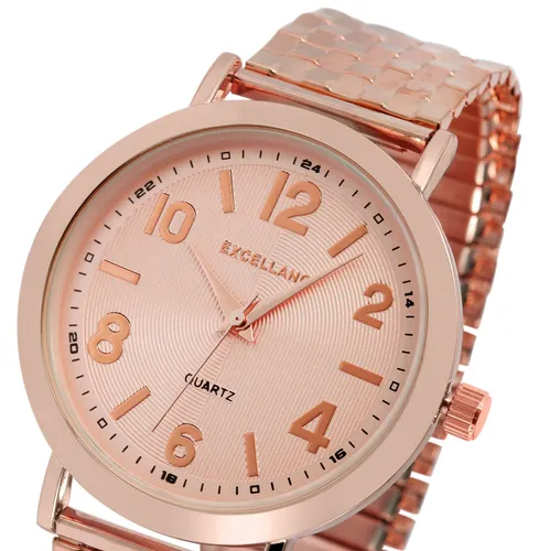 Elegante Zugarmbanduhr in Roségold - Armbanduhr für Unisex Erwachsene mit stretchbarem Edelstahlarmband, 12-Stunden-Zifferblatt und klassischem Design – ideal für jeden Anlass.