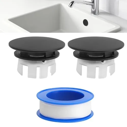 Ulluthu 2 Stück Waschbecken Überlauf Abdeckung Kupfer Waschbecken Überlauf Ring Überlauf Loch Ersatz Stöpsel Runde Badewannenüberlauf Abdeckun mit Rohmaterialband für Badezimmer Küche Waschbecken