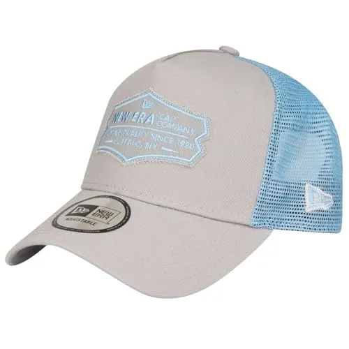 New Era Adjustable Trucker Cap - Retro Patch grau/Sky - Stylische A-Frame Trucker Cap mit verstellbarem Verschluss für perfekten Sitz und einzigartigem Retro-Look.