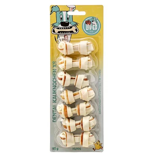 Lov&Ed Kauknochen Huhn, XS - Mit Dental-Effekt, 85g Hund Knochen Leckerli Snack