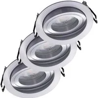 Oktaplex 3er Set Einbaustrahler Aluminium Lyon Schwenkbar 3000K Warmweiß 380lm 4,8W Silber Deckenspot Rund