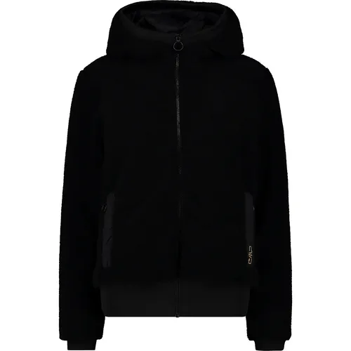 CMP Damen Hoodie Jacke 3XL schwarz - Funktionsjacke für Damen mit fester Kapuze und kuscheligem Teddyfutter, perfekt für kalte Tage und Outdoor-Aktivitäten