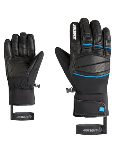 Ziener Gomin-z AS Handschuhe für Männer - Ziener Skihandschuhe in Schwarz und Persian Blue, wasserabweisend und ideal für kalte Tage auf der Piste.