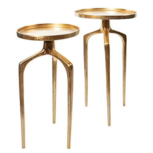 riess-ambiente Beistelltisch ABSTRACT Ø60cm gold (Set, 2-St) - Stilvolle Beistelltische im Shabby Chic Design aus hochwertiger Metall-Aluminium-Legierung. Set mit zwei unterschiedlichen Größen, ideal als Ablagefläche im Wohnzimmer oder als extravagante Nachttische.